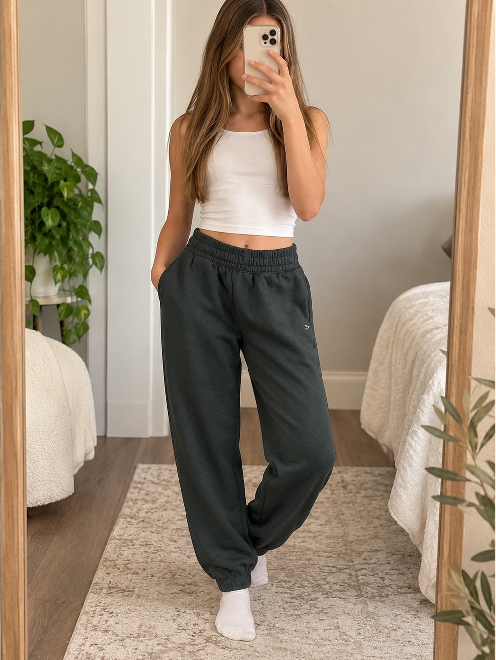 Tek Gear Girls L 10/12 Black Ultrasoft Fleece Joggers Sweatpants Pockets